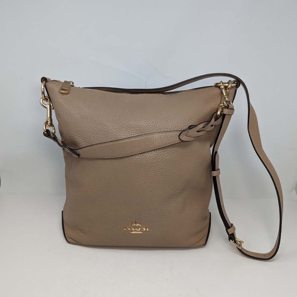 Coach Abby Duffle Pebble Leather  Crossbody & Shoulder Purse, Beige